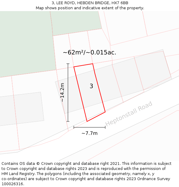 3, LEE ROYD, HEBDEN BRIDGE, HX7 6BB: Plot and title map