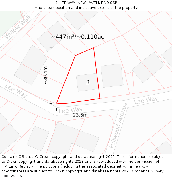 3, LEE WAY, NEWHAVEN, BN9 9SR: Plot and title map