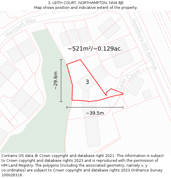 3, LEITH COURT, NORTHAMPTON, NN4 8JE: Plot and title map