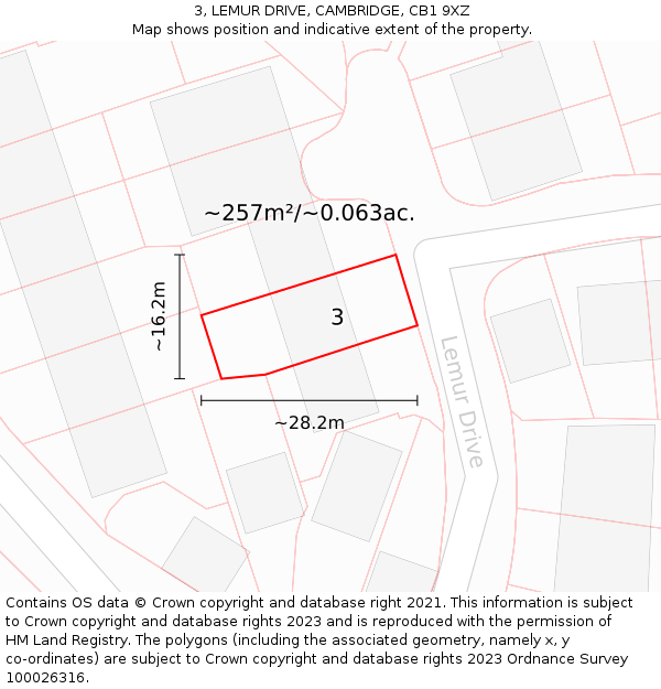 3, LEMUR DRIVE, CAMBRIDGE, CB1 9XZ: Plot and title map
