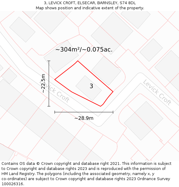 3, LEVICK CROFT, ELSECAR, BARNSLEY, S74 8DL: Plot and title map