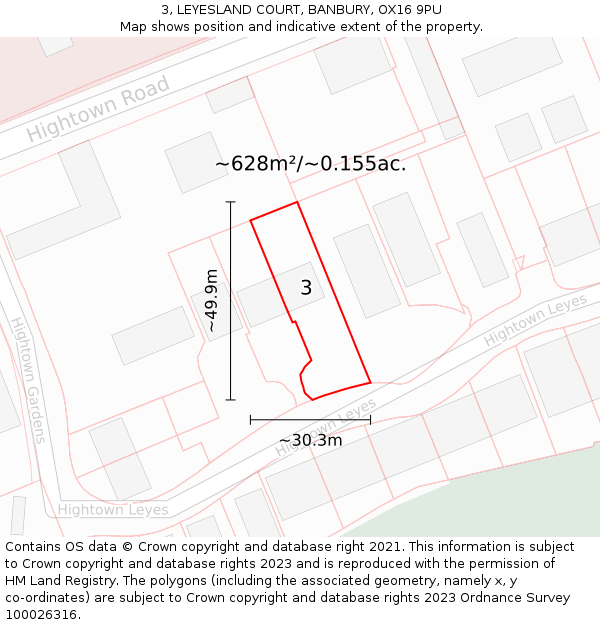 3, LEYESLAND COURT, BANBURY, OX16 9PU: Plot and title map