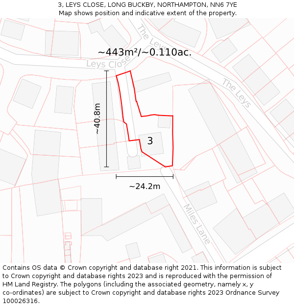3, LEYS CLOSE, LONG BUCKBY, NORTHAMPTON, NN6 7YE: Plot and title map
