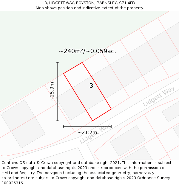3, LIDGETT WAY, ROYSTON, BARNSLEY, S71 4FD: Plot and title map