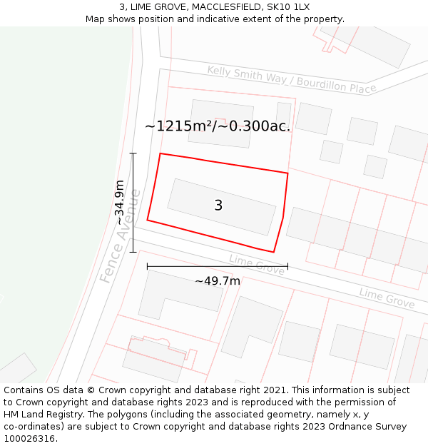 3, LIME GROVE, MACCLESFIELD, SK10 1LX: Plot and title map