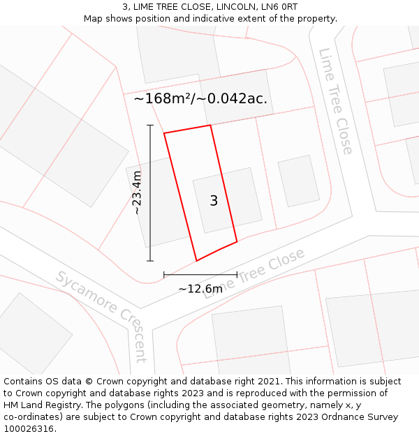 3, LIME TREE CLOSE, LINCOLN, LN6 0RT: Plot and title map