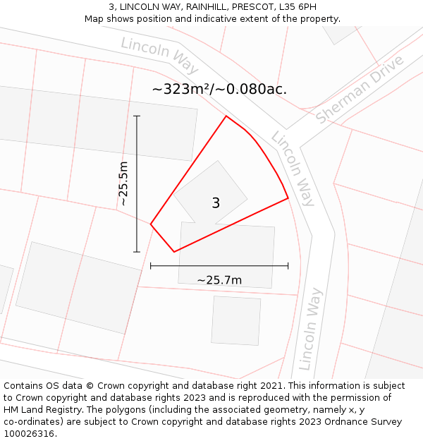 3, LINCOLN WAY, RAINHILL, PRESCOT, L35 6PH: Plot and title map