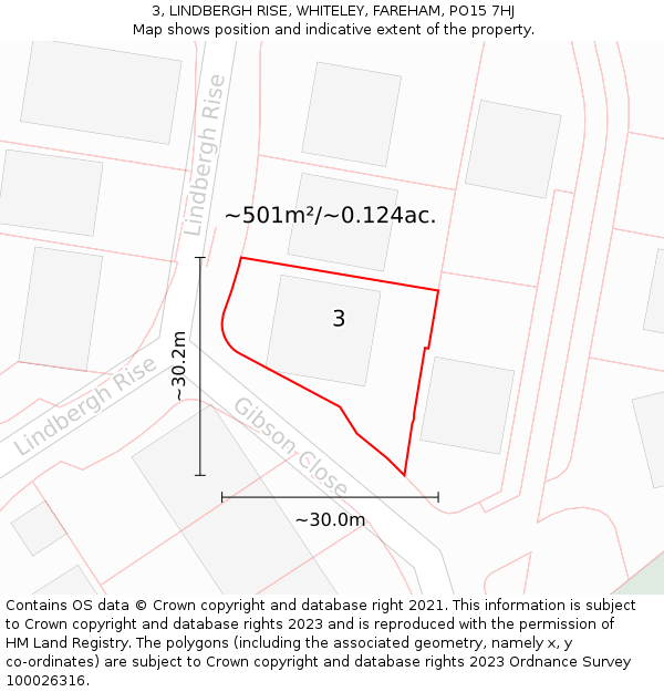 3, LINDBERGH RISE, WHITELEY, FAREHAM, PO15 7HJ: Plot and title map