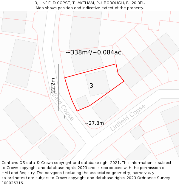 3, LINFIELD COPSE, THAKEHAM, PULBOROUGH, RH20 3EU: Plot and title map