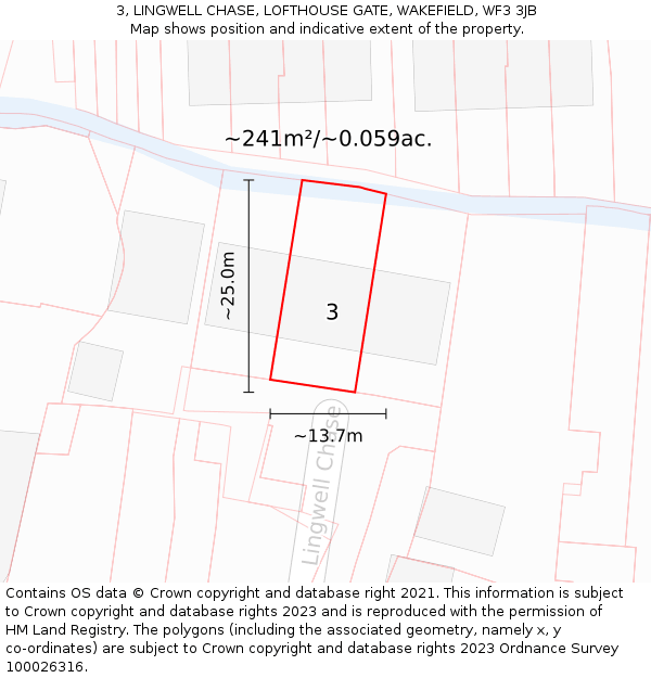 3, LINGWELL CHASE, LOFTHOUSE GATE, WAKEFIELD, WF3 3JB: Plot and title map