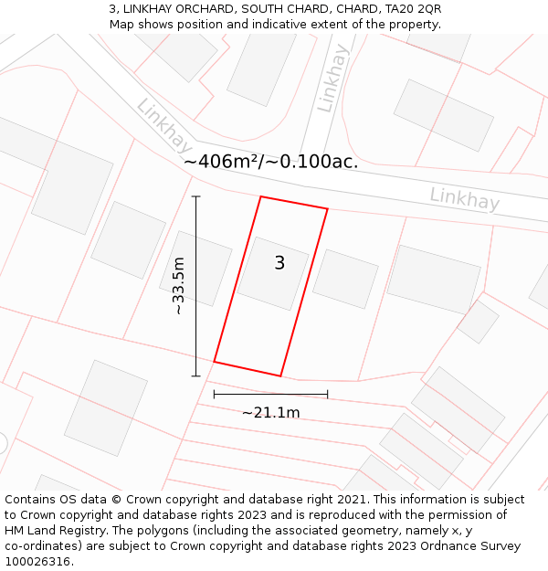 3, LINKHAY ORCHARD, SOUTH CHARD, CHARD, TA20 2QR: Plot and title map