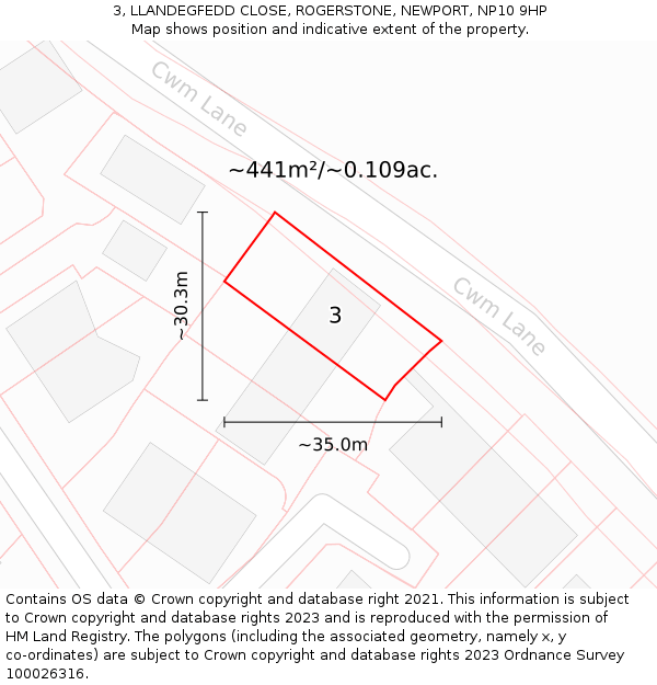 3, LLANDEGFEDD CLOSE, ROGERSTONE, NEWPORT, NP10 9HP: Plot and title map