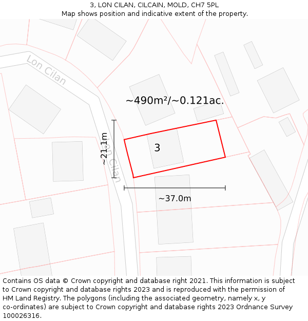 3, LON CILAN, CILCAIN, MOLD, CH7 5PL: Plot and title map