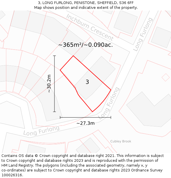 3, LONG FURLONG, PENISTONE, SHEFFIELD, S36 6FF: Plot and title map