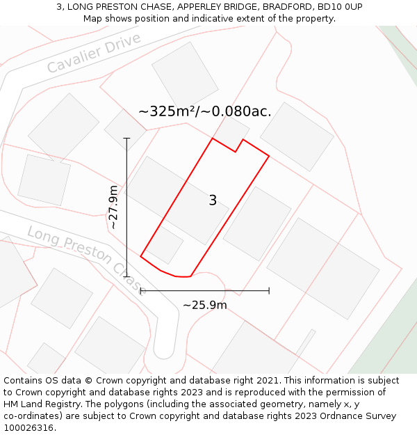 3, LONG PRESTON CHASE, APPERLEY BRIDGE, BRADFORD, BD10 0UP: Plot and title map