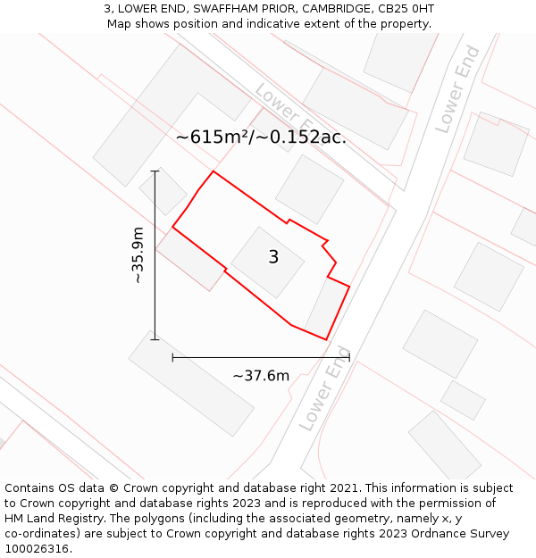 3, LOWER END, SWAFFHAM PRIOR, CAMBRIDGE, CB25 0HT: Plot and title map