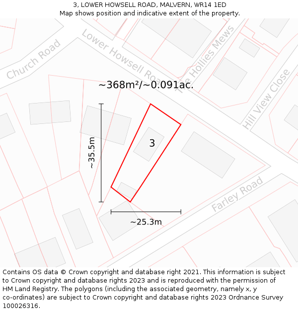 3, LOWER HOWSELL ROAD, MALVERN, WR14 1ED: Plot and title map