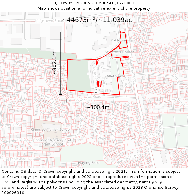 3, LOWRY GARDENS, CARLISLE, CA3 0GX: Plot and title map
