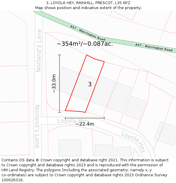 3, LOYOLA HEY, RAINHILL, PRESCOT, L35 6PZ: Plot and title map