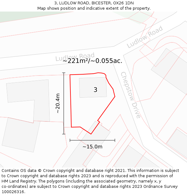 3, LUDLOW ROAD, BICESTER, OX26 1DN: Plot and title map