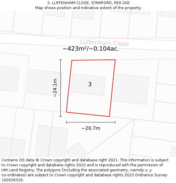 3, LUFFENHAM CLOSE, STAMFORD, PE9 2SE: Plot and title map