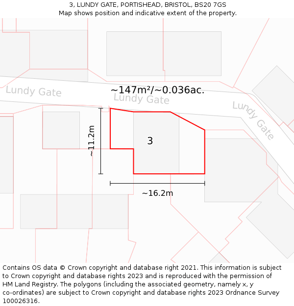 3, LUNDY GATE, PORTISHEAD, BRISTOL, BS20 7GS: Plot and title map
