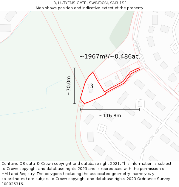3, LUTYENS GATE, SWINDON, SN3 1SF: Plot and title map