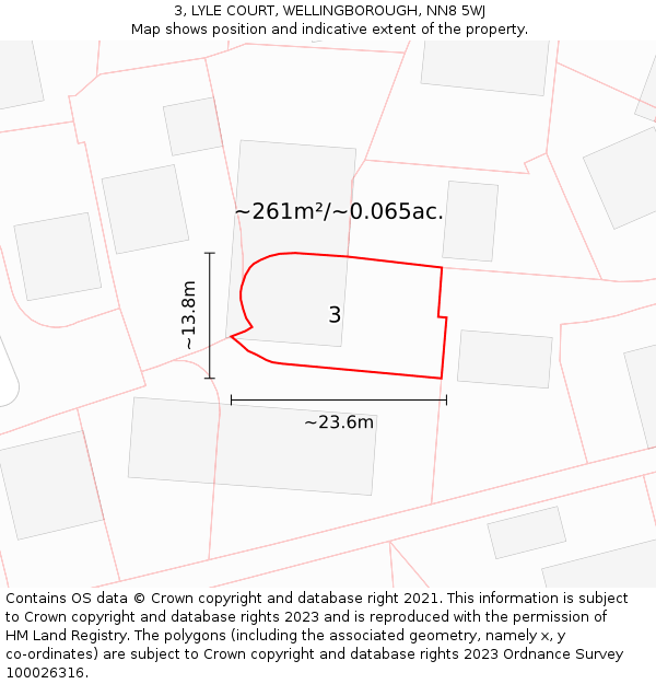 3, LYLE COURT, WELLINGBOROUGH, NN8 5WJ: Plot and title map