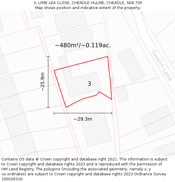 3, LYME LEA CLOSE, CHEADLE HULME, CHEADLE, SK8 7SP: Plot and title map