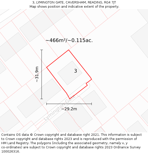 3, LYMINGTON GATE, CAVERSHAM, READING, RG4 7JT: Plot and title map