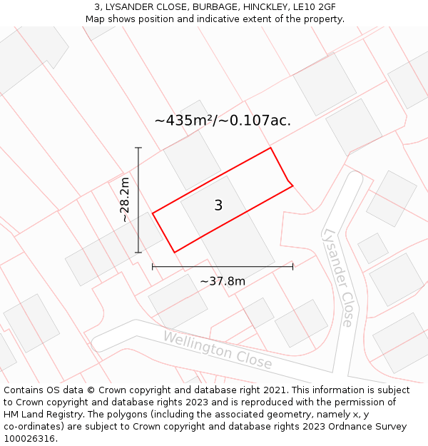 3, LYSANDER CLOSE, BURBAGE, HINCKLEY, LE10 2GF: Plot and title map