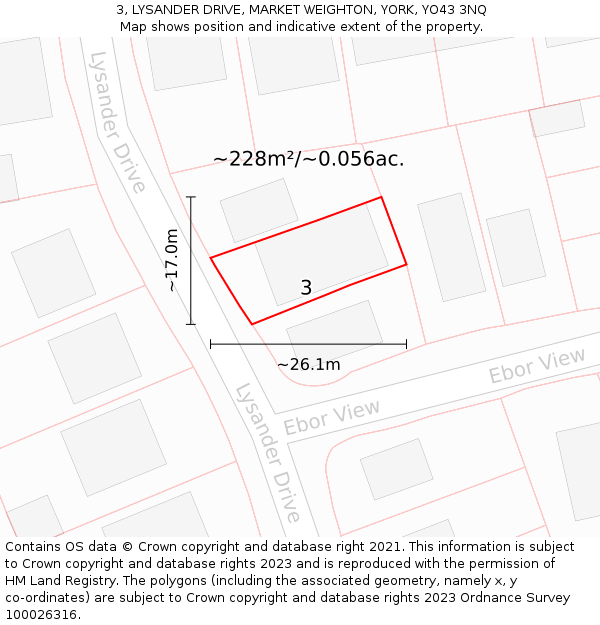 3, LYSANDER DRIVE, MARKET WEIGHTON, YORK, YO43 3NQ: Plot and title map