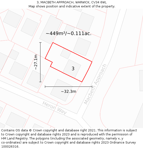 3, MACBETH APPROACH, WARWICK, CV34 6WL: Plot and title map