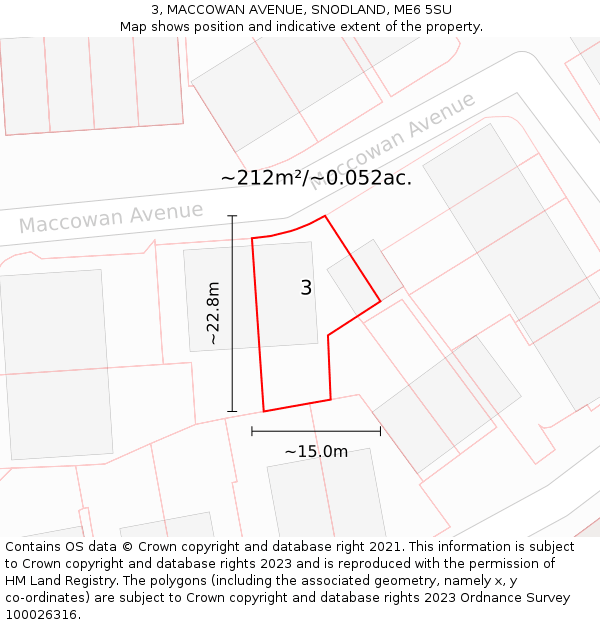 3, MACCOWAN AVENUE, SNODLAND, ME6 5SU: Plot and title map