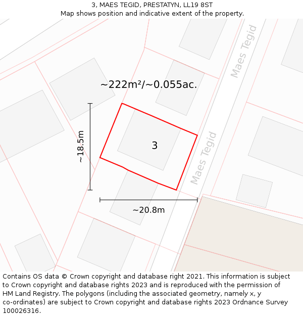 3, MAES TEGID, PRESTATYN, LL19 8ST: Plot and title map