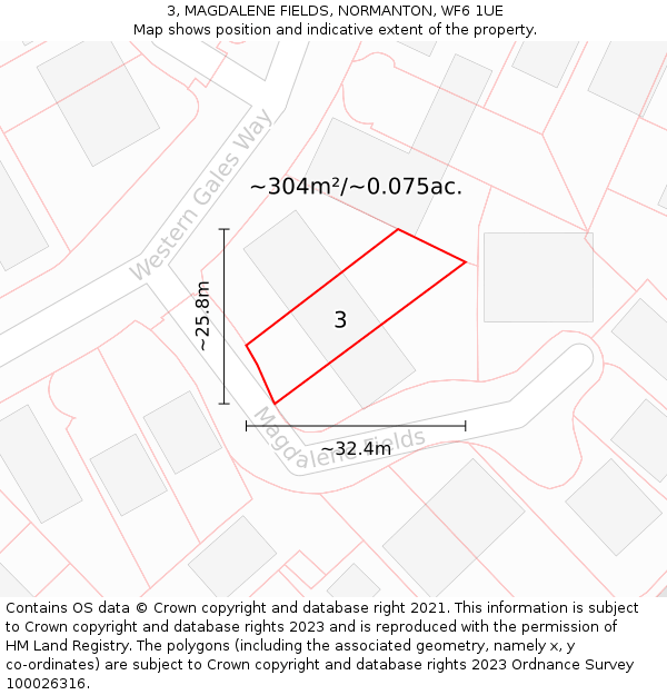3, MAGDALENE FIELDS, NORMANTON, WF6 1UE: Plot and title map