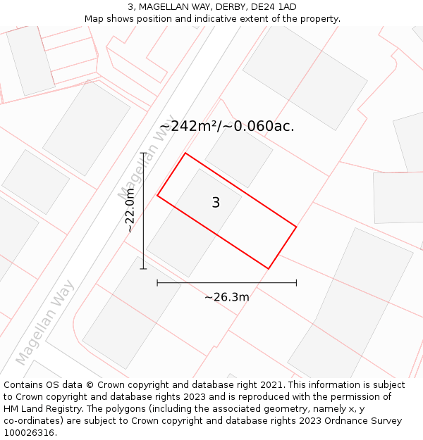 3, MAGELLAN WAY, DERBY, DE24 1AD: Plot and title map