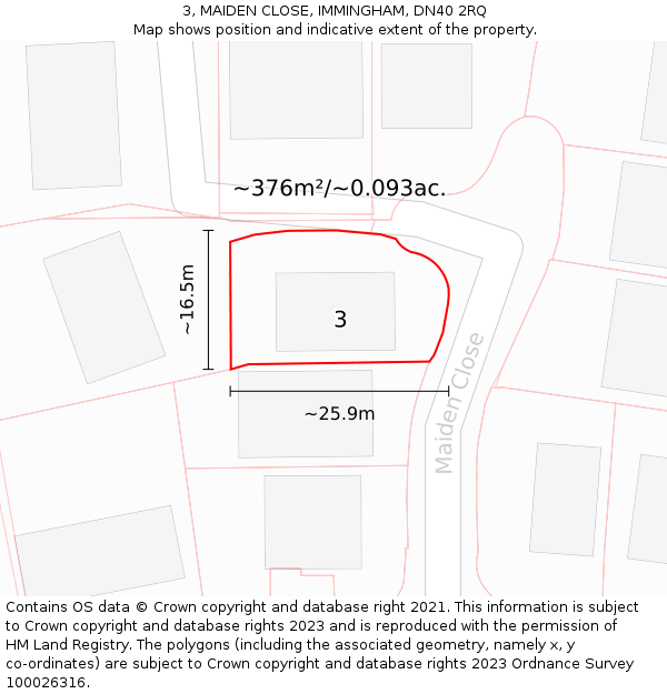 3, MAIDEN CLOSE, IMMINGHAM, DN40 2RQ: Plot and title map