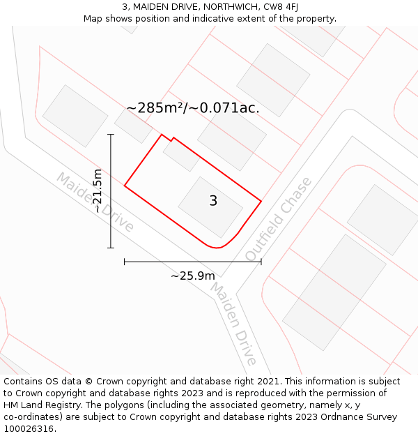 3, MAIDEN DRIVE, NORTHWICH, CW8 4FJ: Plot and title map