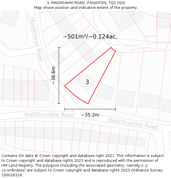 3, MAIDENWAY ROAD, PAIGNTON, TQ3 2QQ: Plot and title map