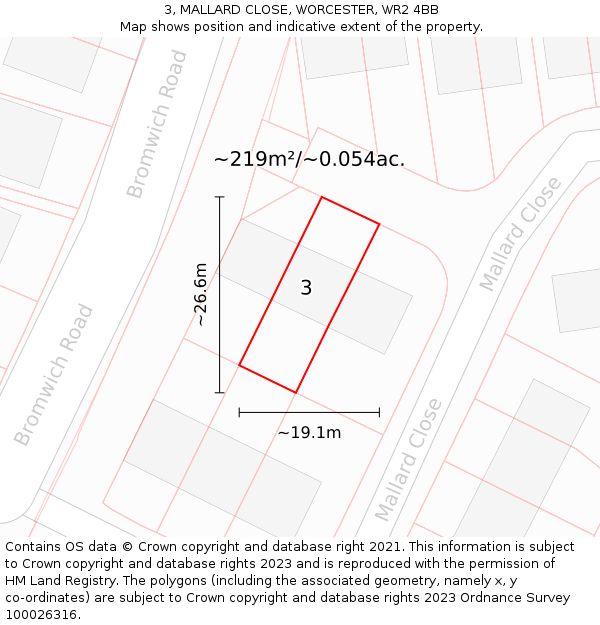3, MALLARD CLOSE, WORCESTER, WR2 4BB: Plot and title map
