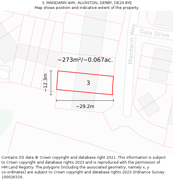3, MANDARIN WAY, ALVASTON, DERBY, DE24 8YE: Plot and title map
