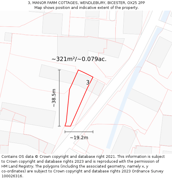 3, MANOR FARM COTTAGES, WENDLEBURY, BICESTER, OX25 2PP: Plot and title map