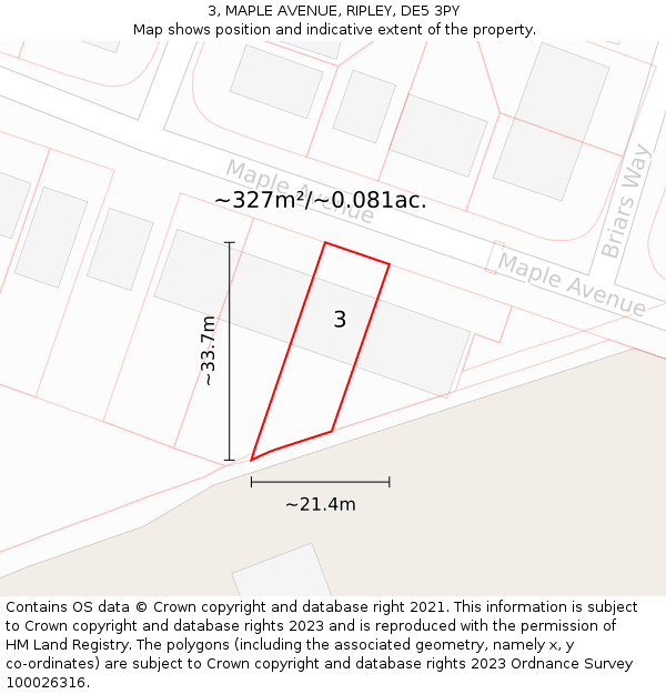 3, MAPLE AVENUE, RIPLEY, DE5 3PY: Plot and title map
