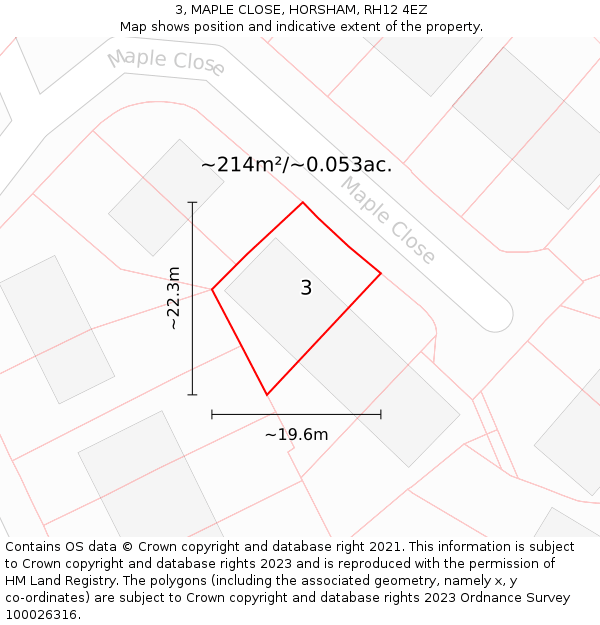 3, MAPLE CLOSE, HORSHAM, RH12 4EZ: Plot and title map