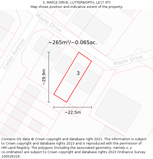 3, MAPLE DRIVE, LUTTERWORTH, LE17 4TY: Plot and title map