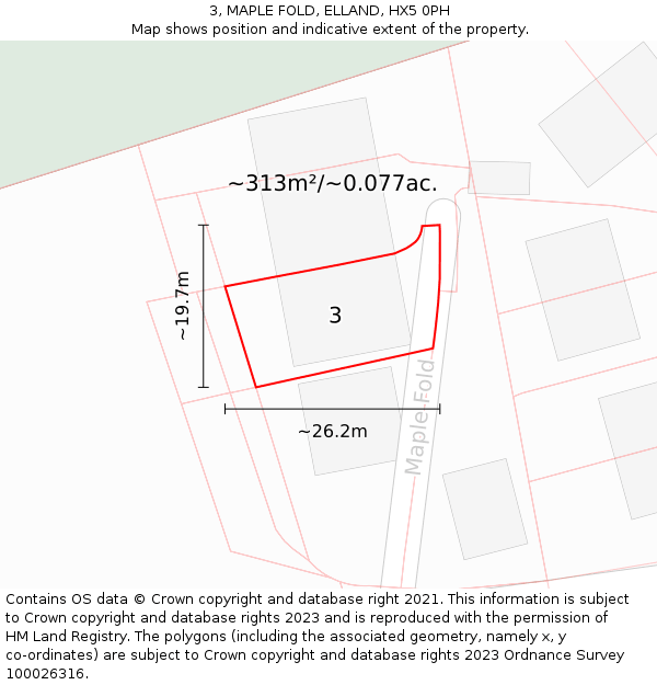 3, MAPLE FOLD, ELLAND, HX5 0PH: Plot and title map