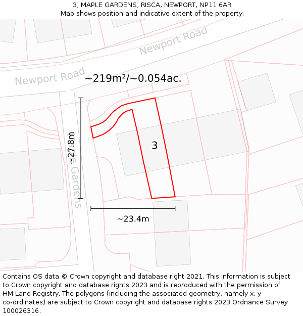 3, MAPLE GARDENS, RISCA, NEWPORT, NP11 6AR: Plot and title map