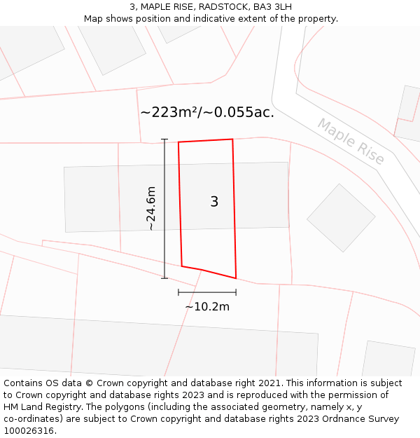 3, MAPLE RISE, RADSTOCK, BA3 3LH: Plot and title map
