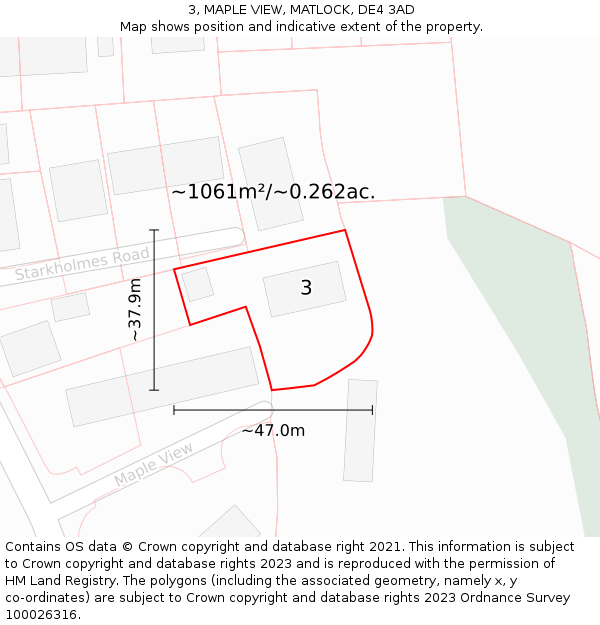 3, MAPLE VIEW, MATLOCK, DE4 3AD: Plot and title map